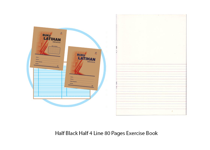 80PGS HALF BLANK HALF FOUR LINE EX BOOK