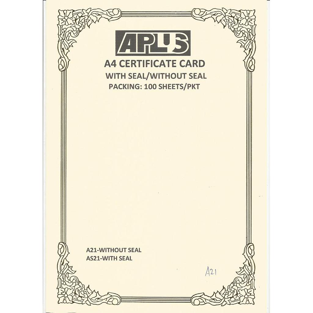 APLUS A4 160GM CERTIFICATE CARD - A21 *