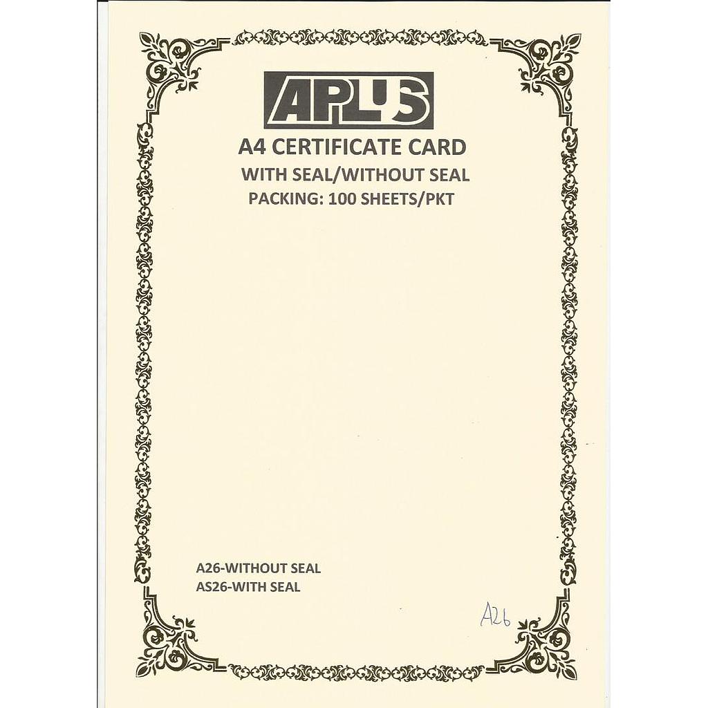 APLUS A4 160GM CERTIFICATE CARD - A26 *
