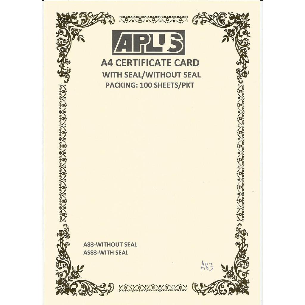 APLUS A4 160GM CERTIFICATE CARD - A83 *