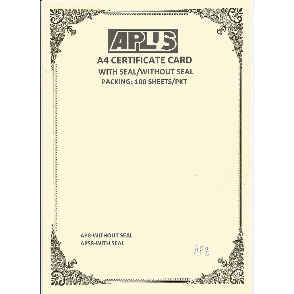 APLUS A4 160GM CERTIFICATE CARD - AP8 *