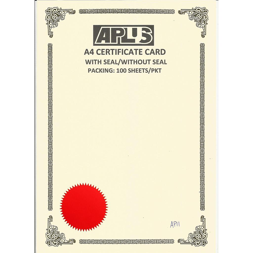 APLUS A4 160GM CERTIFICATE CARD V/SEAL - APS11 *