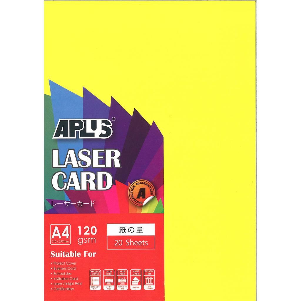 APLUS A4 120GM LASER CARD 20'S - LEMON (210) *