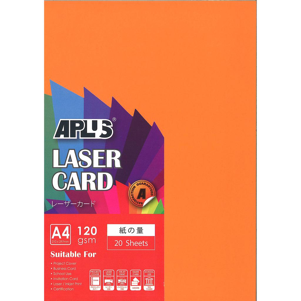 APLUS A4 120GM LASER CARD 20'S - ORANGE (240) *