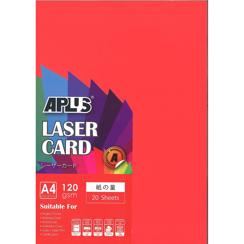 APLUS A4 120GM LASER CARD 20'S - RED (250) *