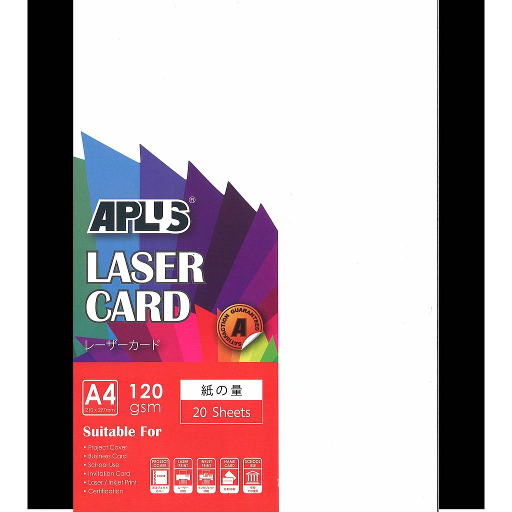 APLUS A4 120GM LASER CARD 20'S - WHITE (000) *