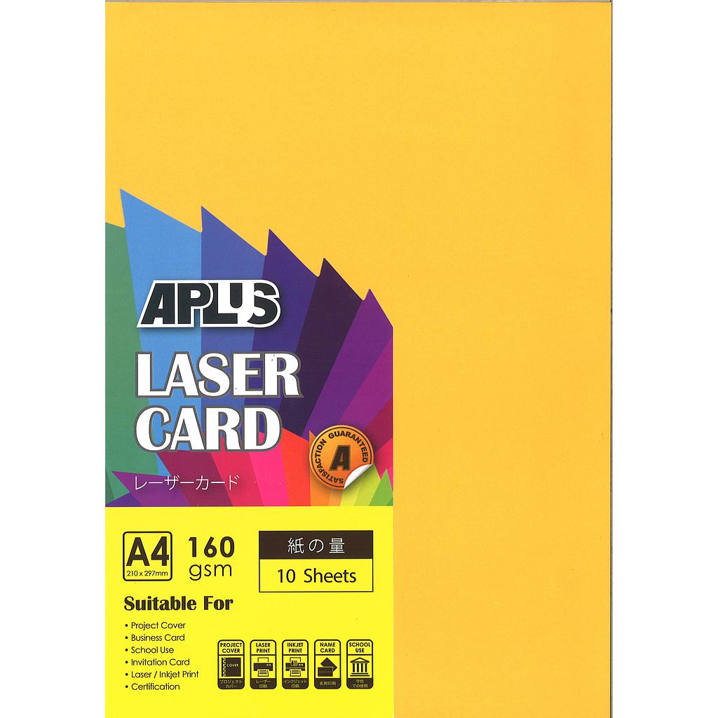 APLUS A4 160GM LASER CARD 10'S - C.ORANGE (371)