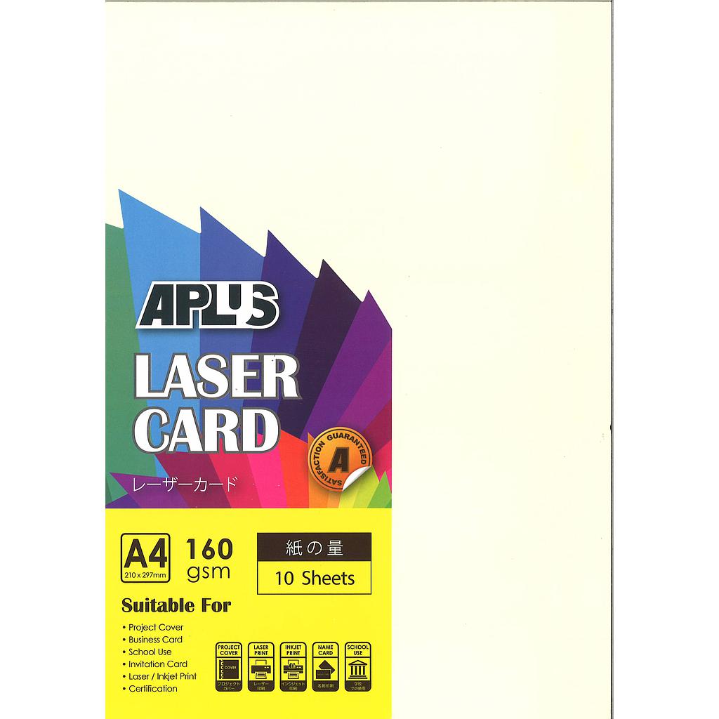 APLUS A4 160GM LASER CARD 10'S - IVORY (100) **
