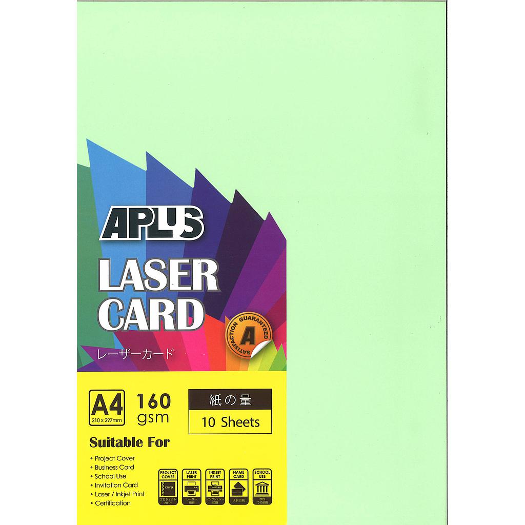 APLUS A4 160GM LASER CARD 10'S - L.GREEN (130) *