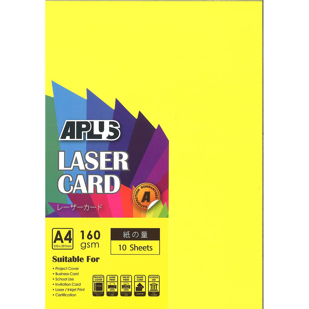 APLUS A4 160GM LASER CARD 10'S - LEMON (210)