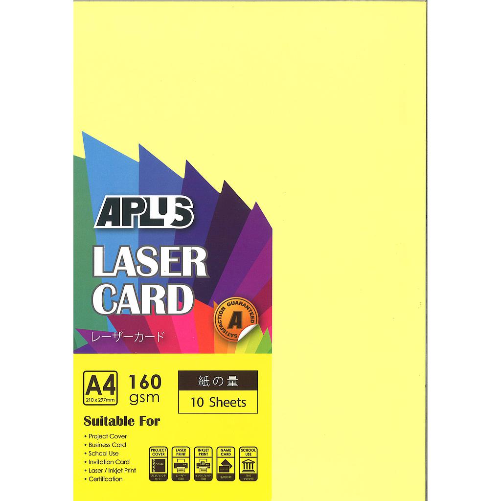 APLUS A4 160GM LASER CARD 10'S - YELLOW (160) *
