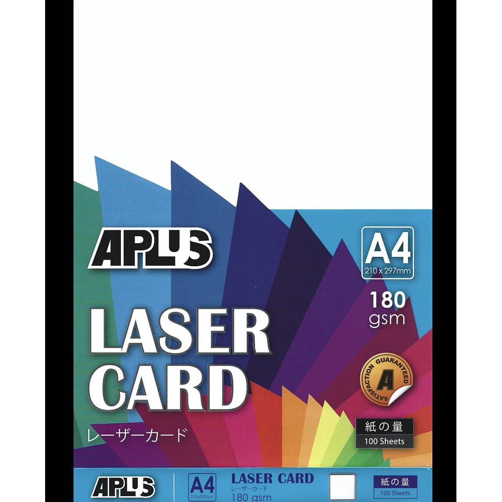 APLUS A4 180GM LASER CARD 100'S - WHITE !*