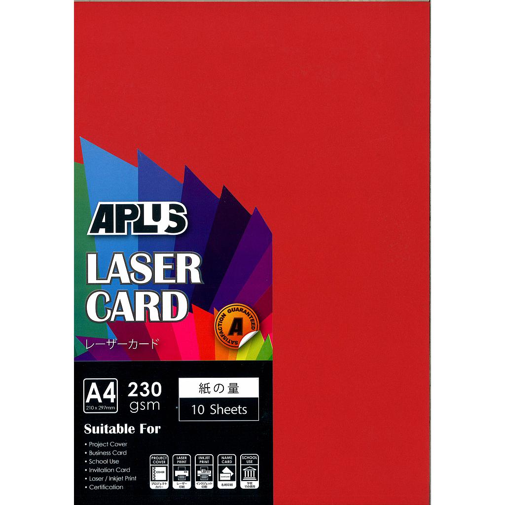 APLUS A4 230GM LASER CARD 10'S - RED (11) *