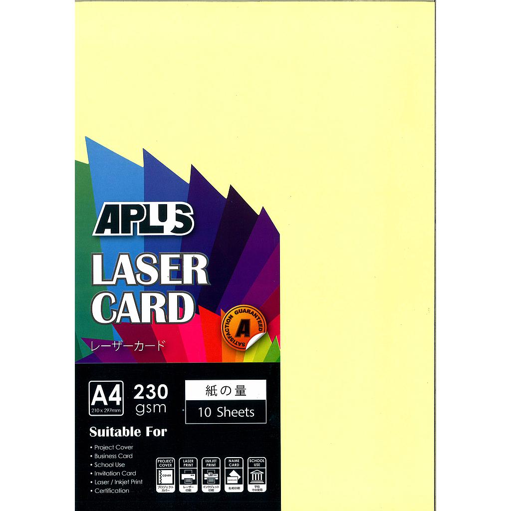 APLUS A4 230GM LASER CARD 10'S - YELLOW (06) *