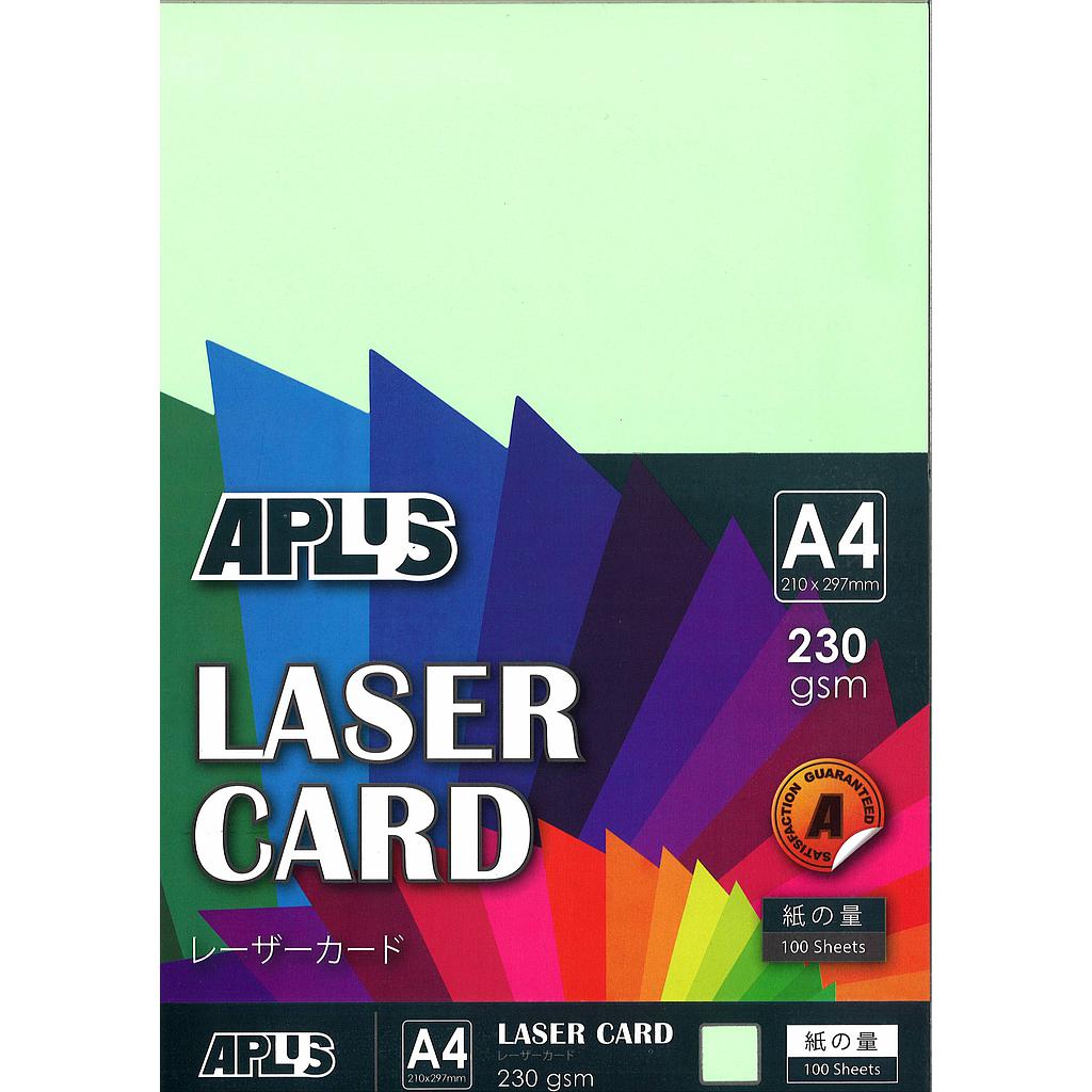 APLUS A4 230GM LASER CARD 100'S - L.GREEN (04) 