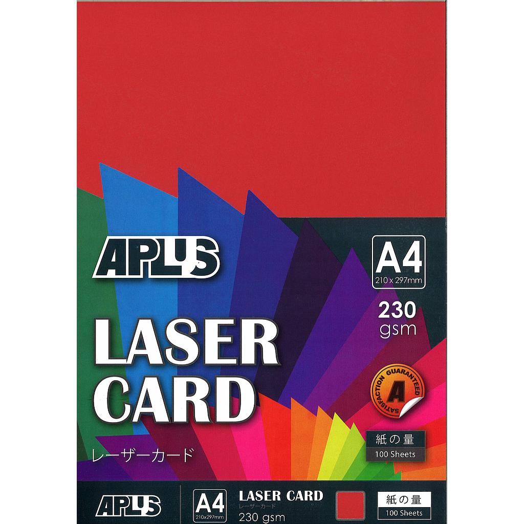 APLUS A4 230GM LASER CARD 100'S - RED (11) 