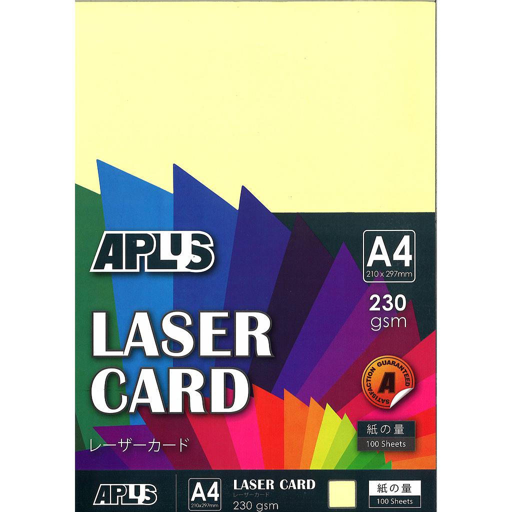APLUS A4 230GM LASER CARD 100'S - YELLOW (06) 