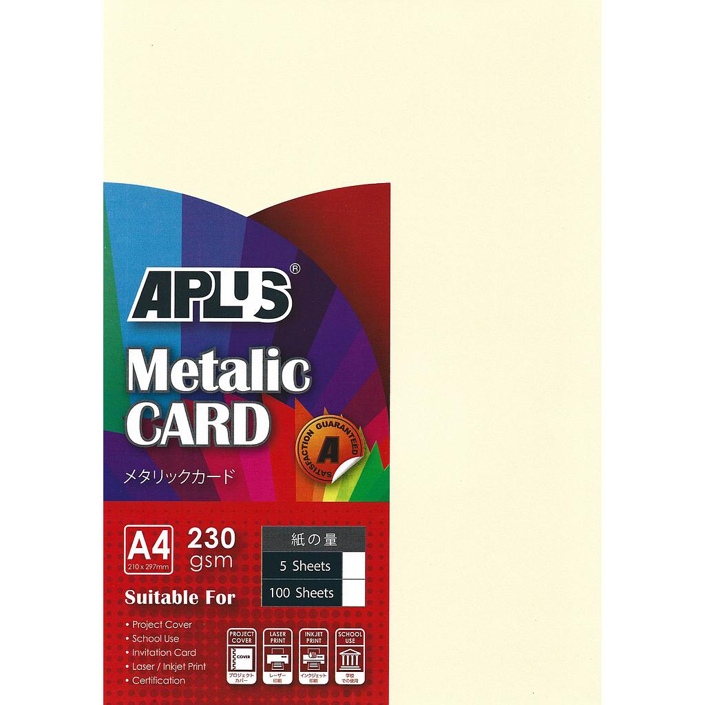 APLUS A4 230GM METALLIC CARD - (02) CREAM 100'S