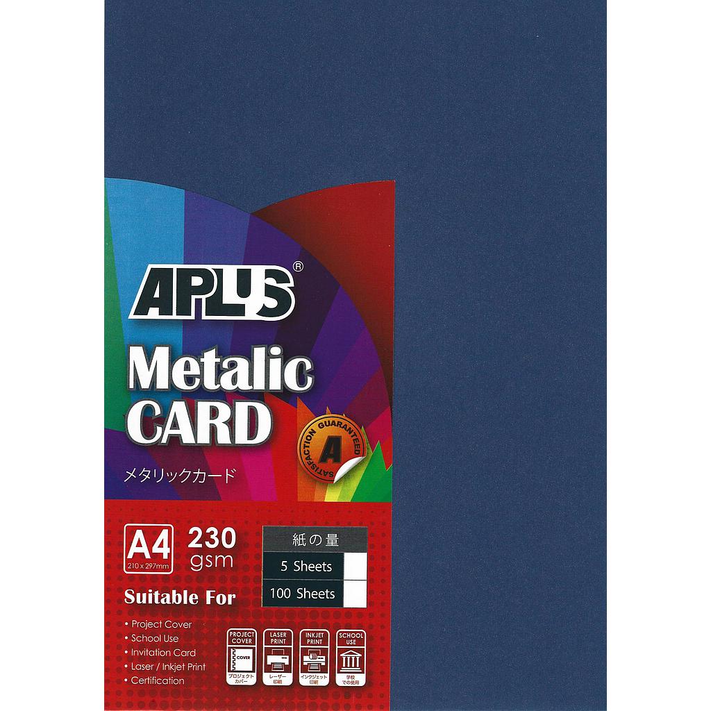 APLUS A4 230GM METALLIC CARD - (11) D.BLUE 100'S