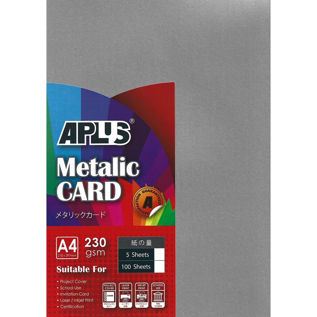 APLUS A4 230GM METALLIC CARD - (15) SILVER 100'S