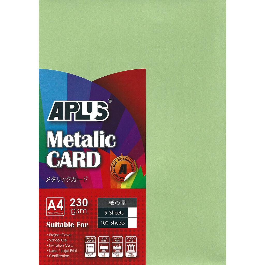 APLUS A4 230GM METALLIC CARD - (12) A.GREEN 5'S *