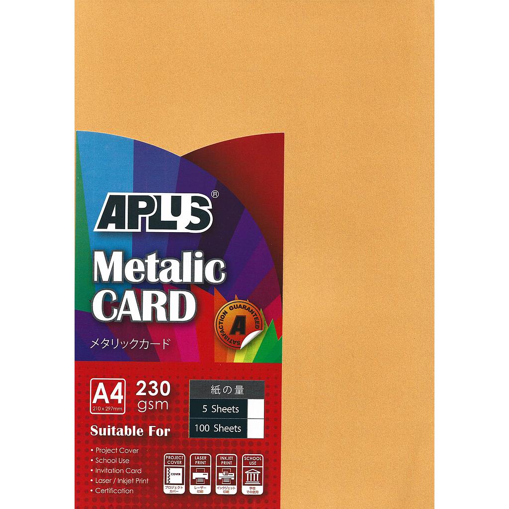 APLUS A4 230GM METALLIC CARD - (14) GOLD 5'S *
