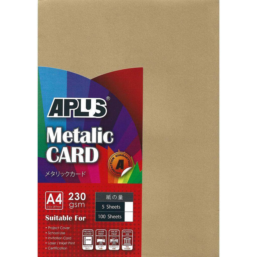 APLUS A4 230GM METALLIC CARD - (13) L.GOLD 5'S *