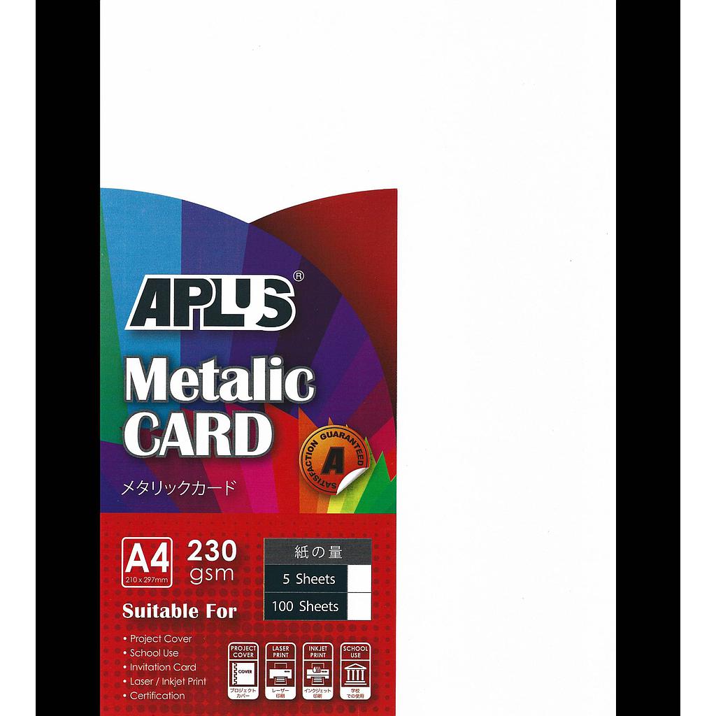 APLUS A4 230GM METALLIC CARD - (01) WHITE 5'S *