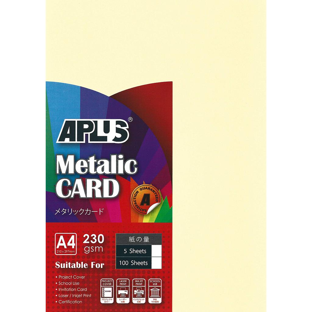 APLUS A4 230GM METALLIC CARD - (03) YELLOW 5'S