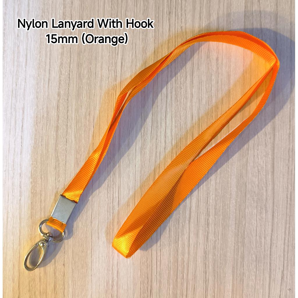 NYLON LANYARD WITH HOOK 15MM - ORANGE