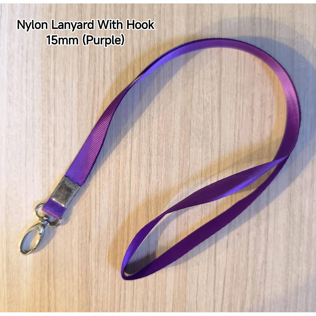 NYLON LANYARD WITH HOOK 15MM - PURPLE