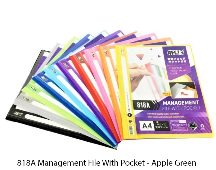 APLUS 818A A4 MANAGEMENT FILE W/POCKET - APPLE GREEN 