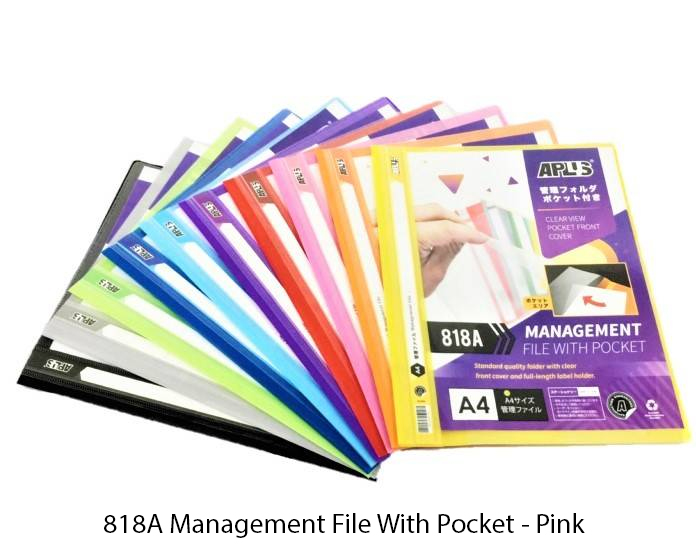 APLUS 818A A4 MANAGEMENT FILE W/POCKET - PINK 