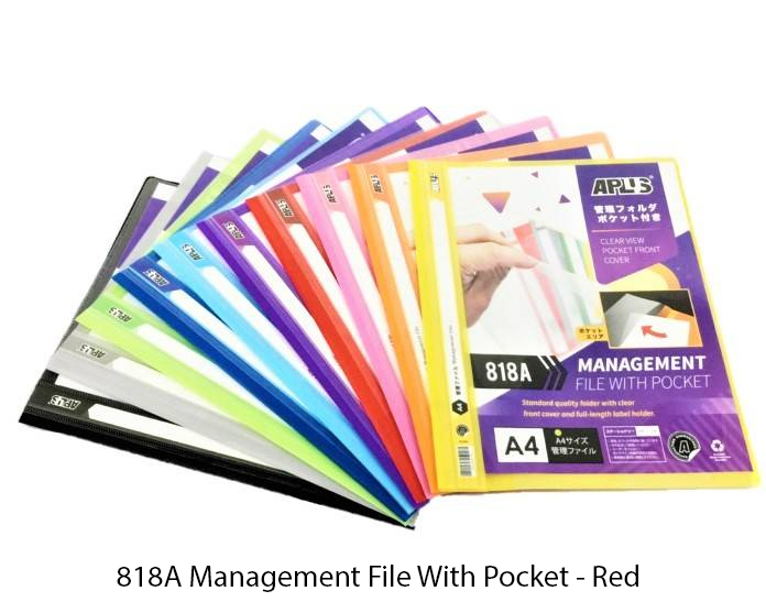 APLUS 818A A4 MANAGEMENT FILE W/POCKET - RED