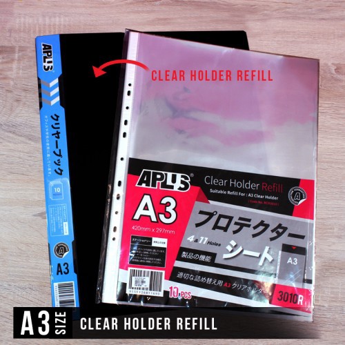 APLUS 3010R A3 CLEAR HOLDER REFILL 10'S *