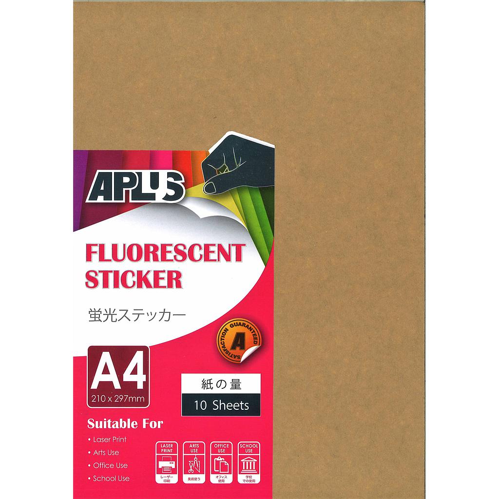 APLUS A4 FLOURESCENT STICKER - BROWN 10'S *