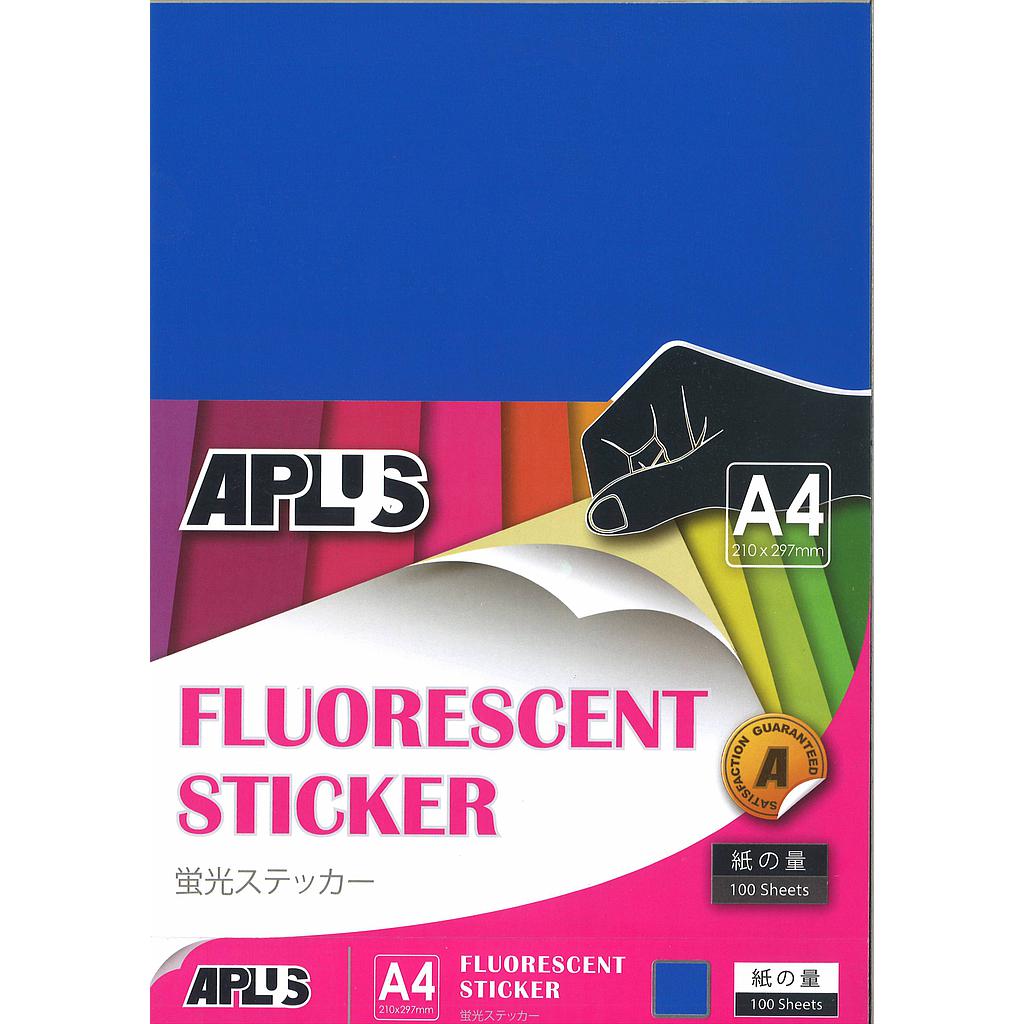 APLUS A4 FLOURESCENT STICKER - D.BLUE 100'S *