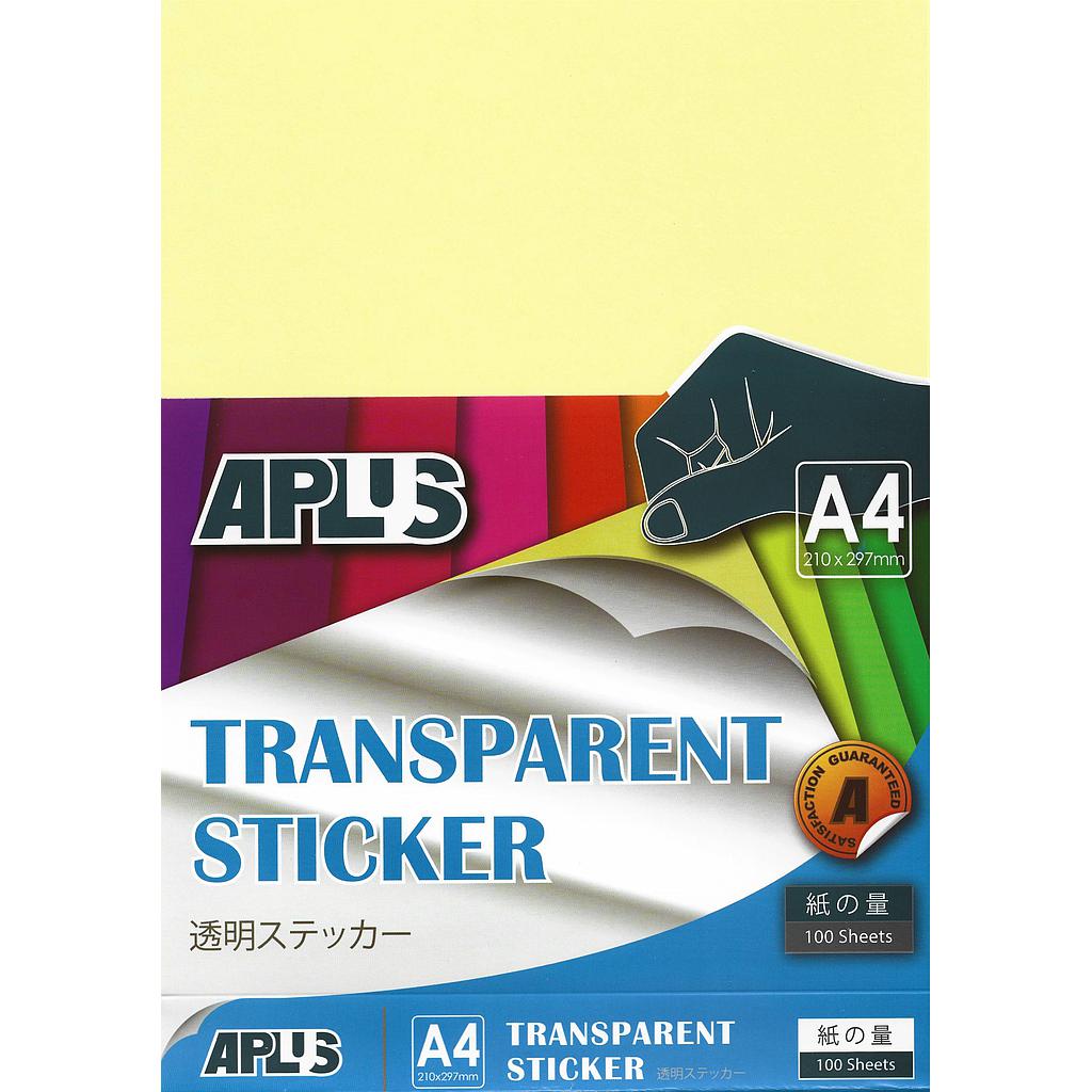 APLUS A4 TRANSPARENT STICKER 100'S *