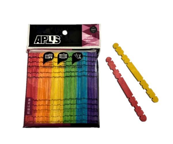 APLUS MAGIC PINE WOOD STICK 11.4CM 50PCS - COLOUR
