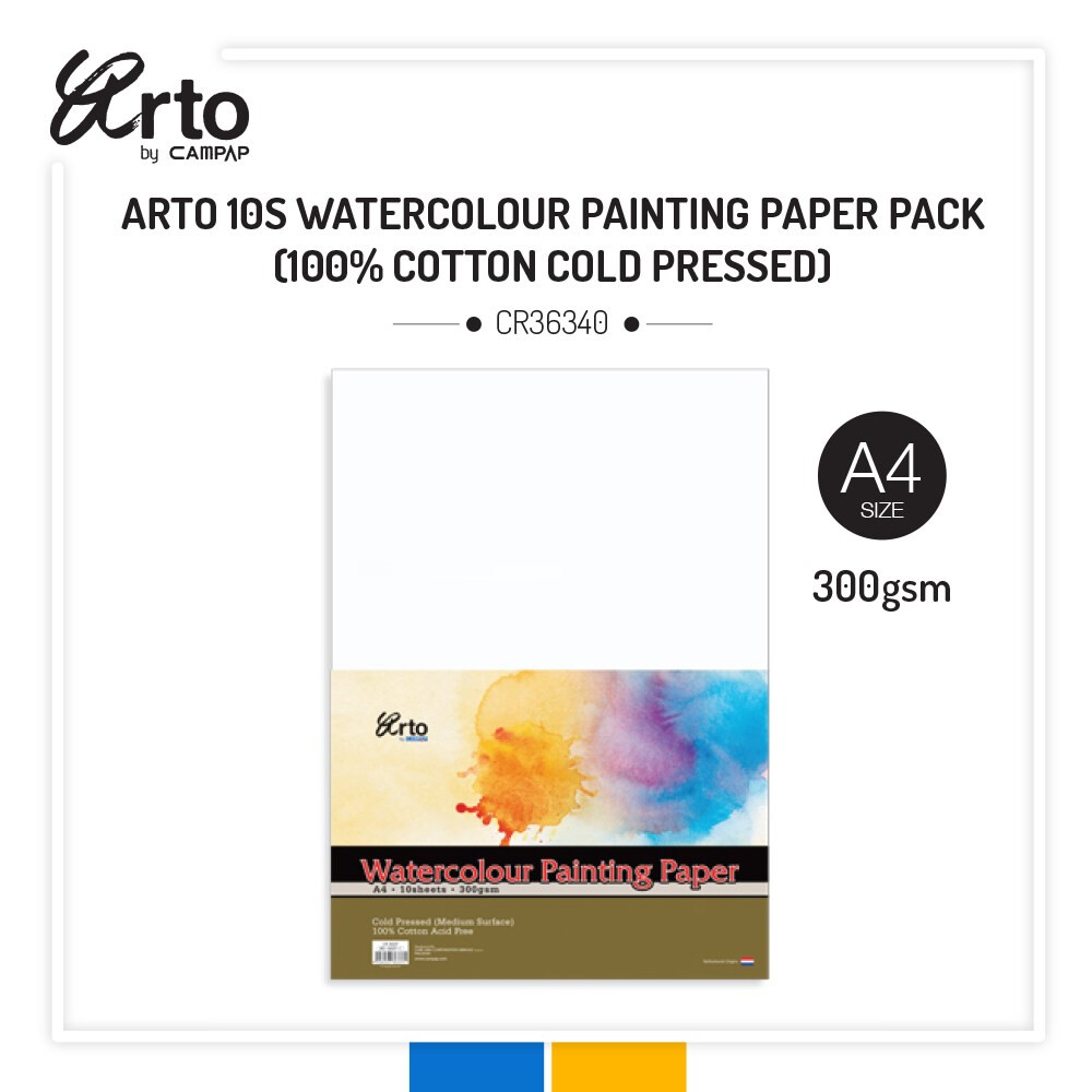 ARTO CR36340 A4 300GSM WATERCOLOUR PAPER 10'S