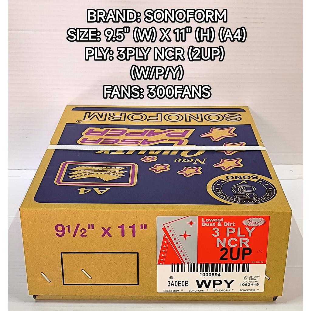 SONO COMPUTER FORM 9.5 X 11 3PLY 2UP NCR (W/P/Y) 300'F #