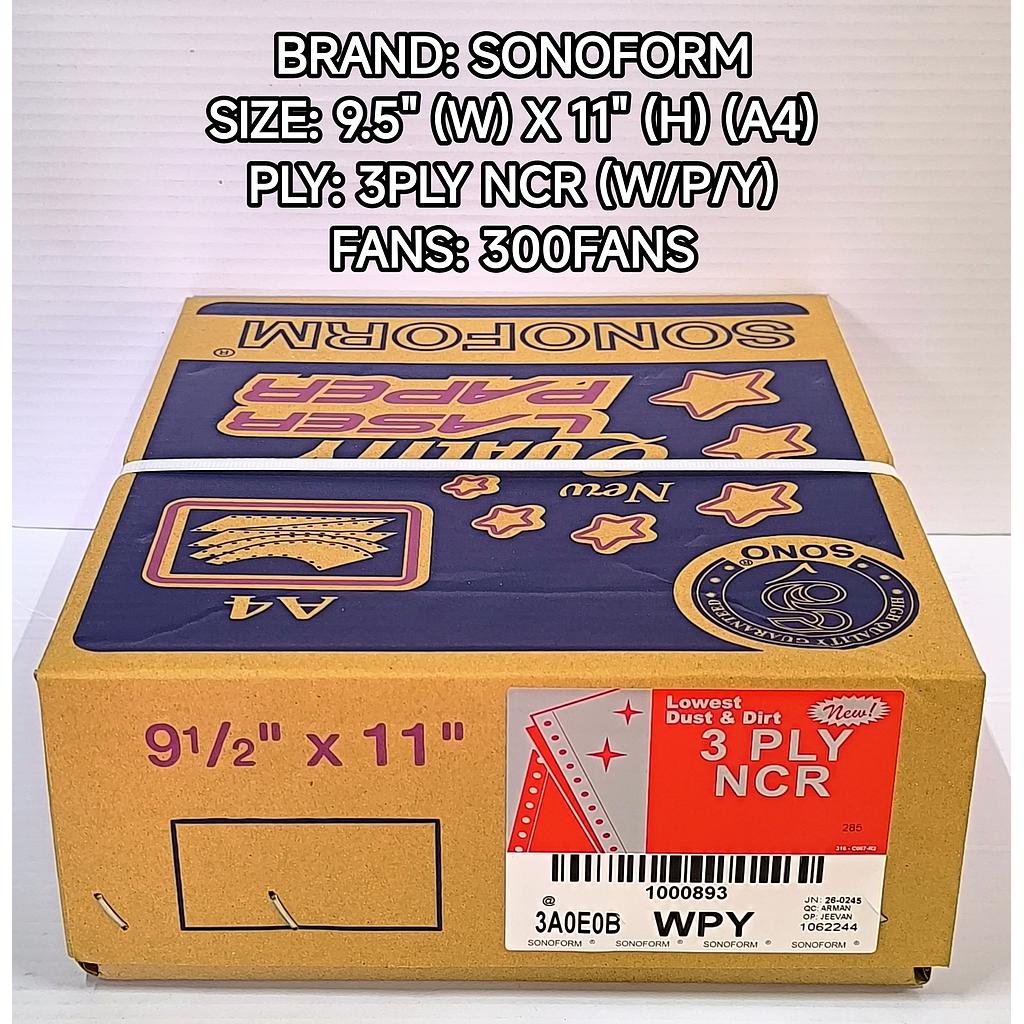 SONO COMPUTER FORM 9.5 X 11 3PLY NCR (W/P/Y) 300'F #