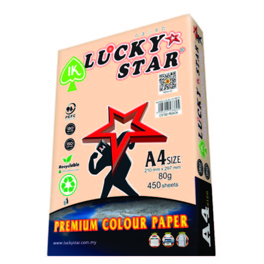 LUCKYSTAR CS150 A4 80GM COLOUR PAPER 450'S - PEACH #