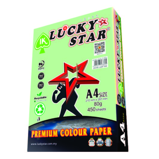 LUCKYSTAR CS195 A4 80GM COLOUR PAPER 450'S - LIGHT MIX #