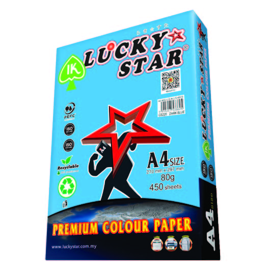 LUCKYSTAR CS220 A4 80GM COLOUR PAPER 450'S - DARK BLUE #