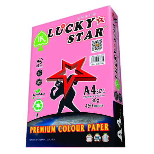 LUCKYSTAR CS342 A4 80GM COLOUR PAPER 450'S - CYBER PINK #