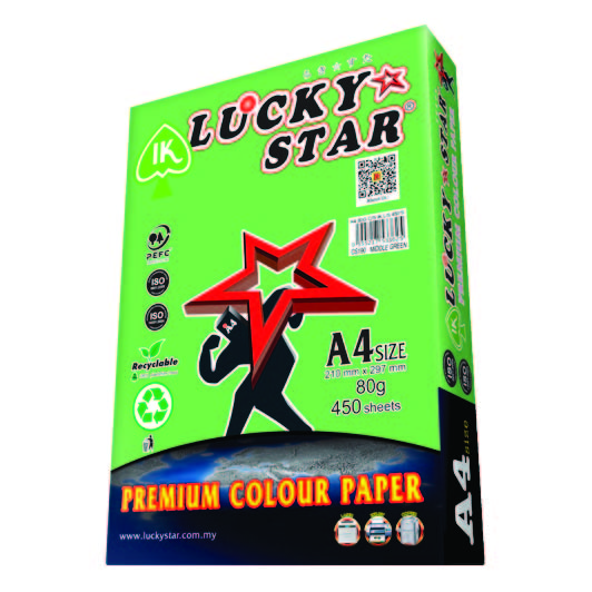 LUCKYSTAR CS190 A4 80GM COLOUR PAPER 450'S - MIDDLE GREEN #