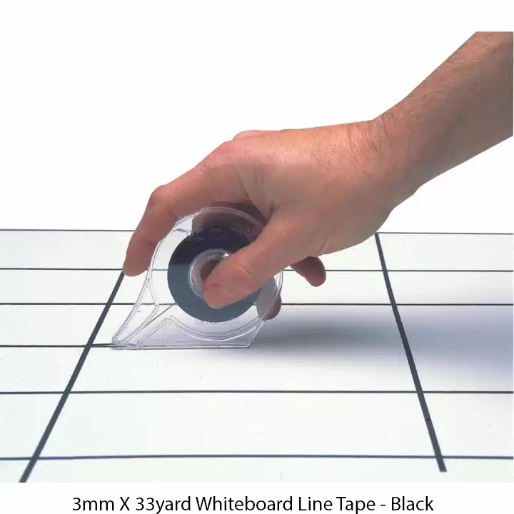 APLUS 3MM X 33Y WHITEBOARD LINE TAPE - BLACK