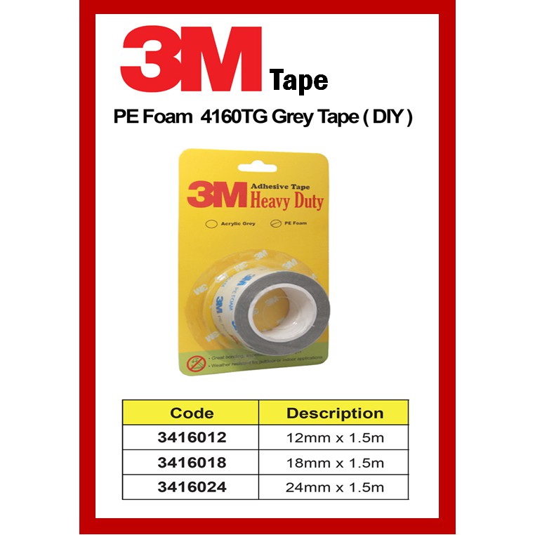 3M 4160 PE FOAM TAPE - 18MM X 10Y