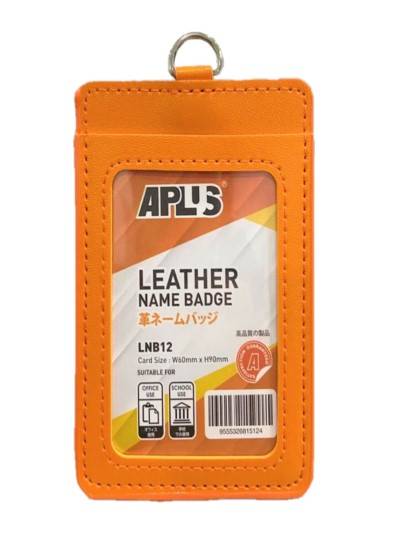 APLUS LNB12 D/SIDED LEATHER NAME BADGE - ORANGE *